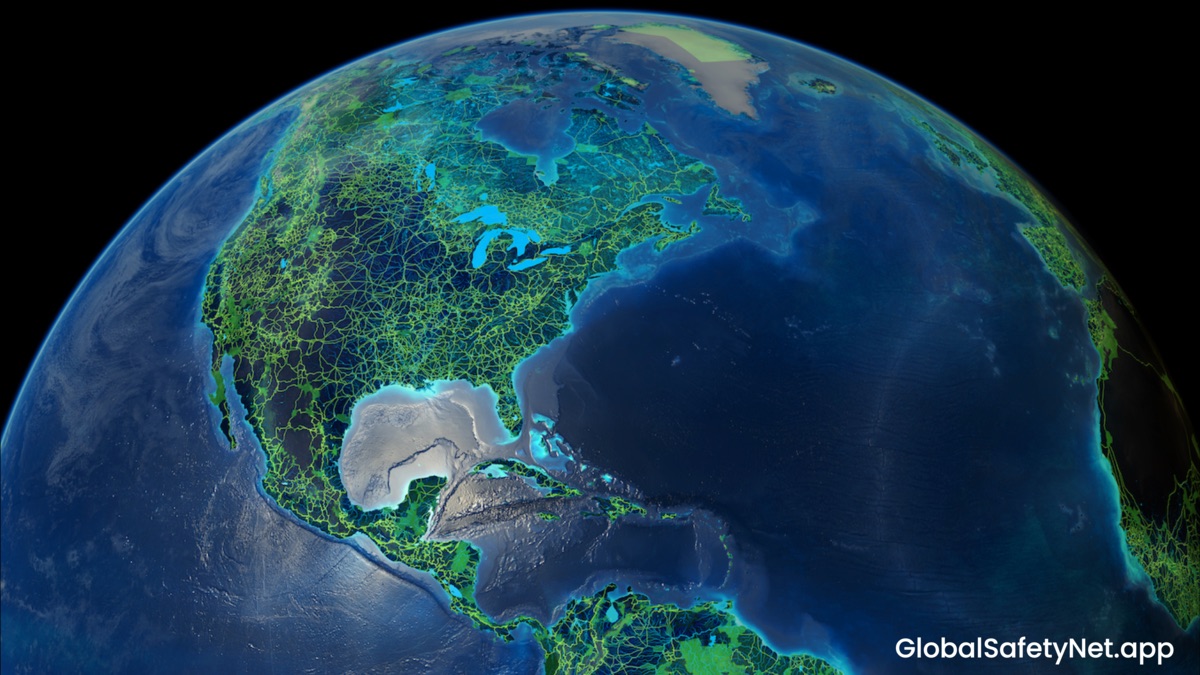 Close up of the Global Safety Net. Close up of the Global Safety Net.