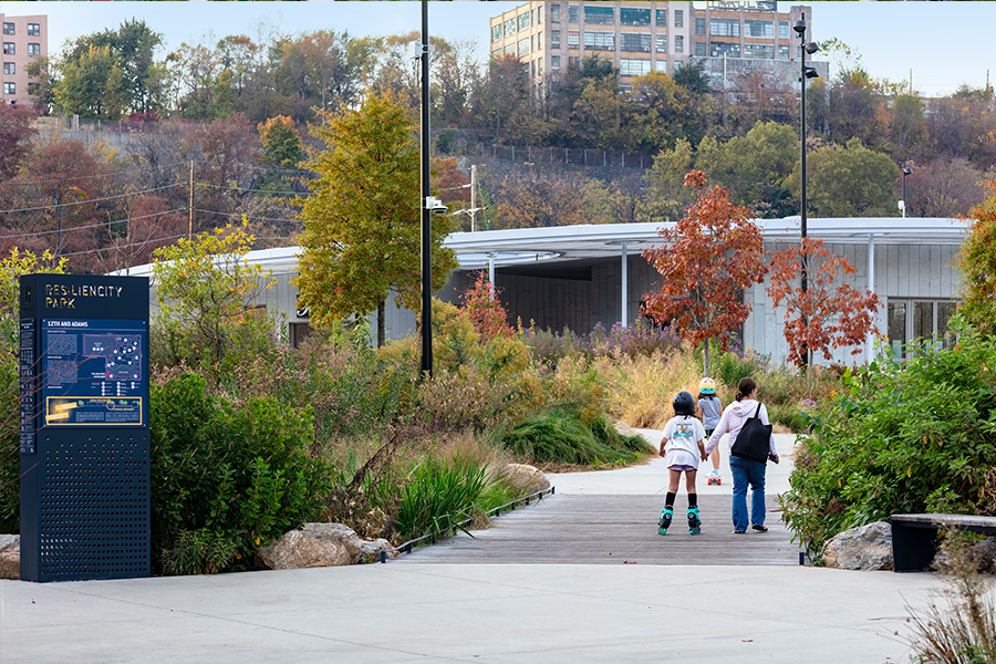 ResilienCity Park in Hoboken, New Jersey. ResilienCity Park in Hoboken, New Jersey.